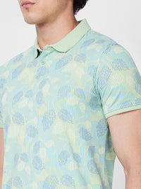 SPYKAR Floral Printed Polo Collar Slim Fit T-shirt