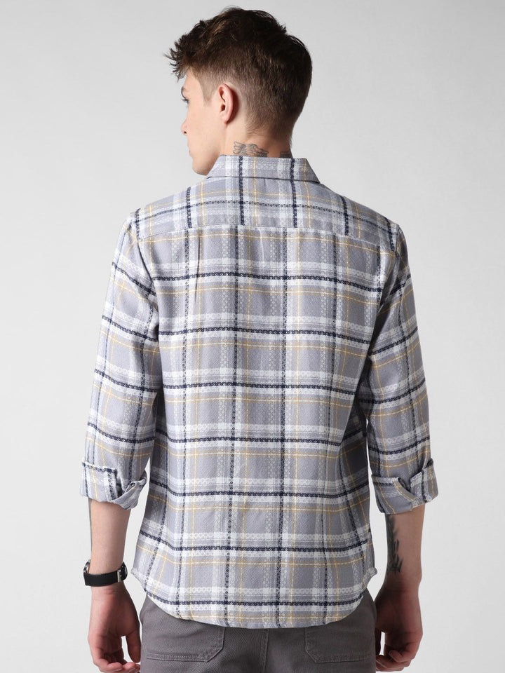 VASTRADO Men Classic Slim Fit Opaque Checked Casual Shirt