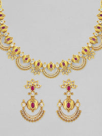 Rubans 24K Ruby Pink & Kubik Zirkonia Kalung Kalung Temple