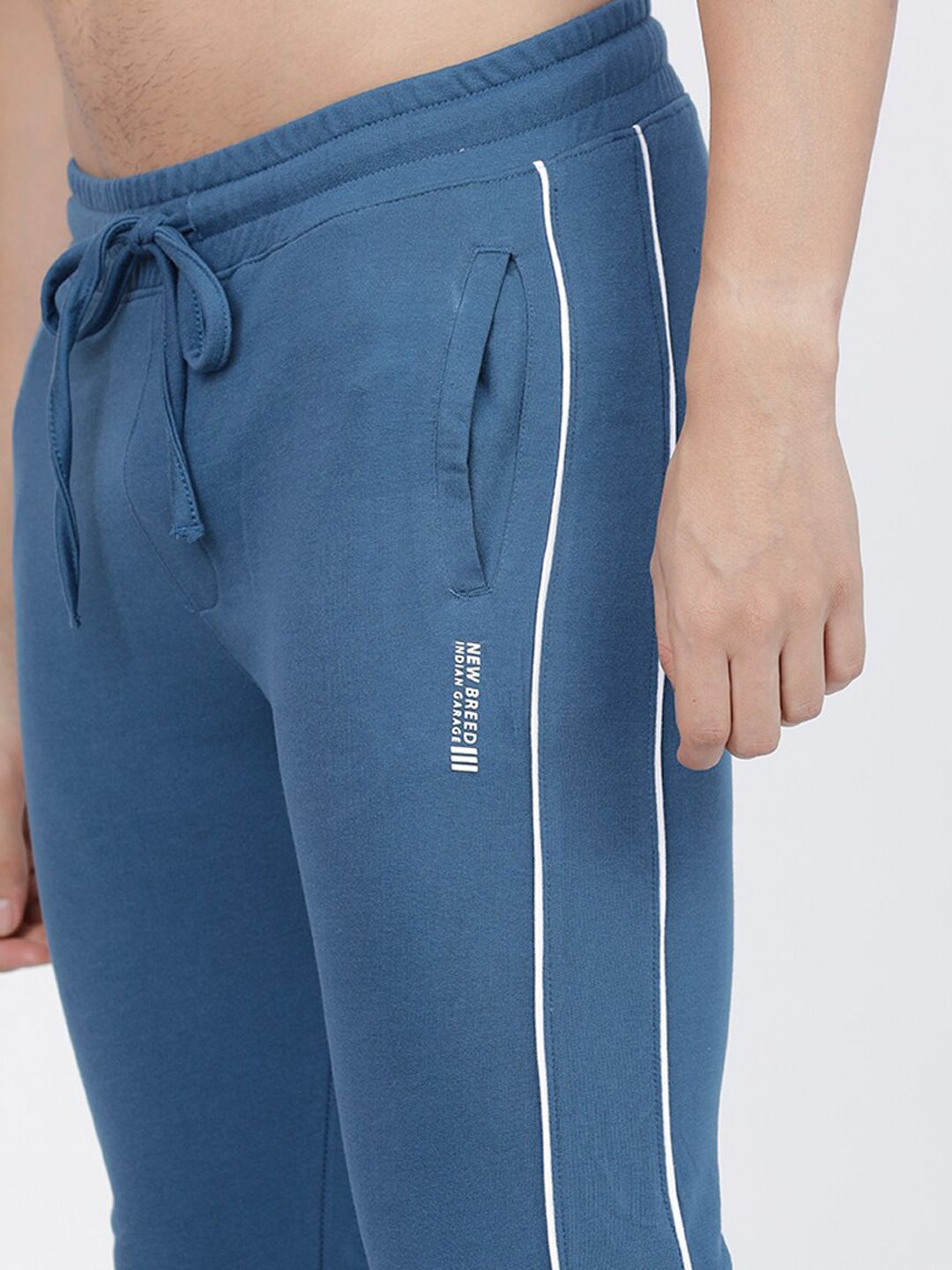 The Indian Garage Co Men Teal Blue Solid Slim-Fit Track Pants