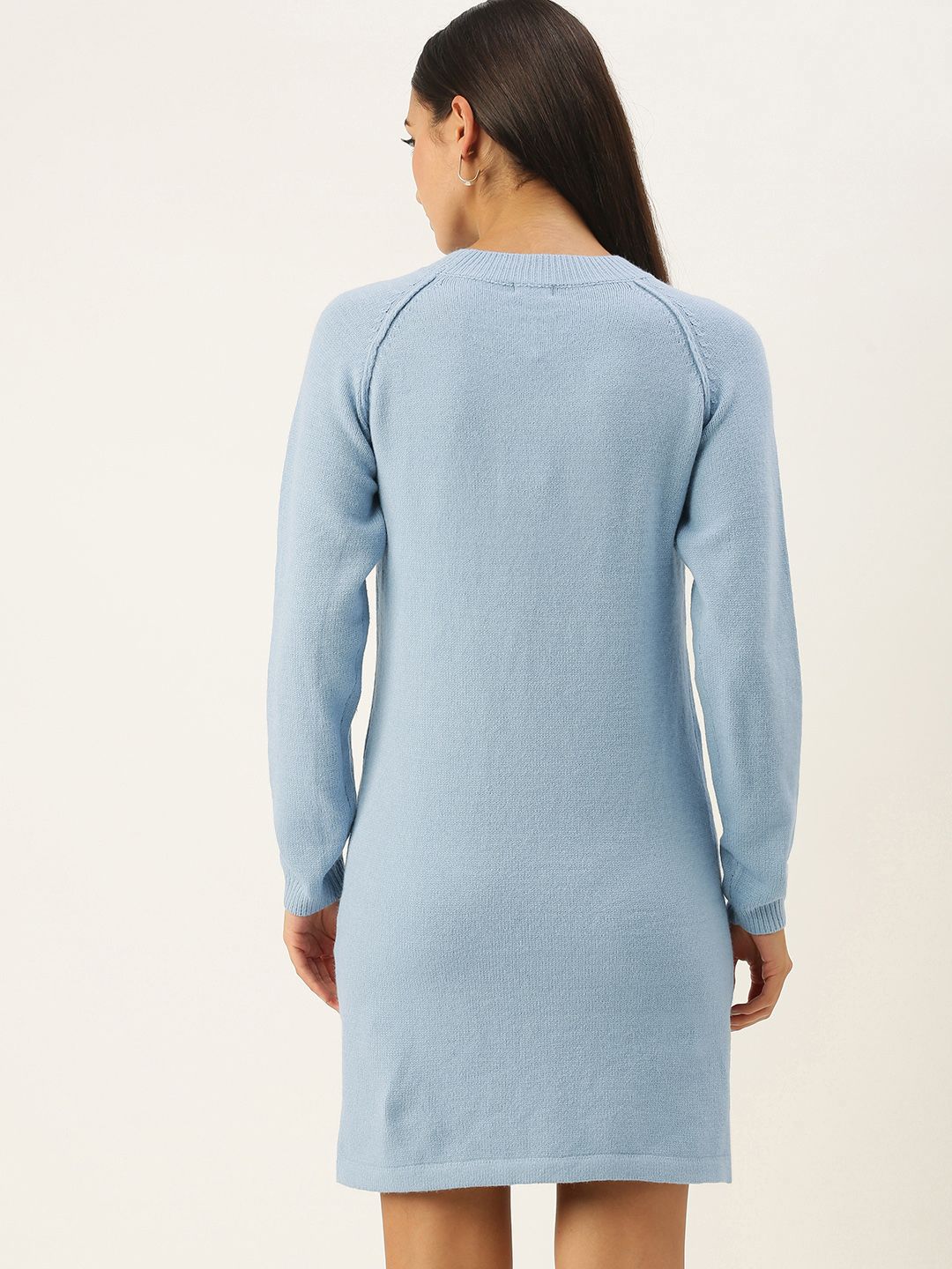 AND Women Blue Self-Design Jumper Dress