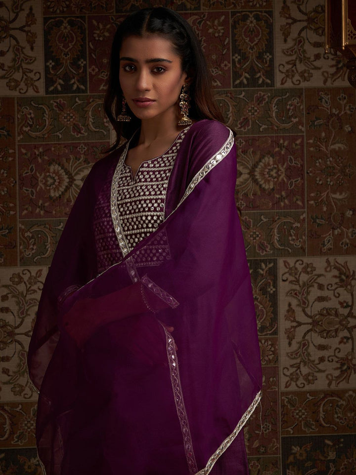 Indo Era Yoke Design Embroidered Regular Kurta With Trousers & With Dupatta