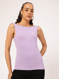 DressBerry Pastel Perfection Edgy Chic  Ribbed Boat Neck Top