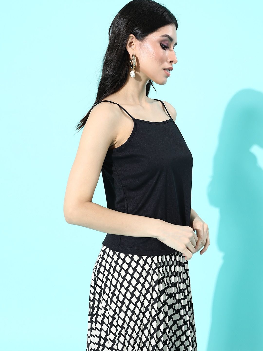 DressBerry Women Black Self Design Lace Top