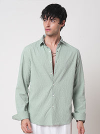 VASTRADO Men Classic Spread Collar Textured Slim Fit Casual Shirt