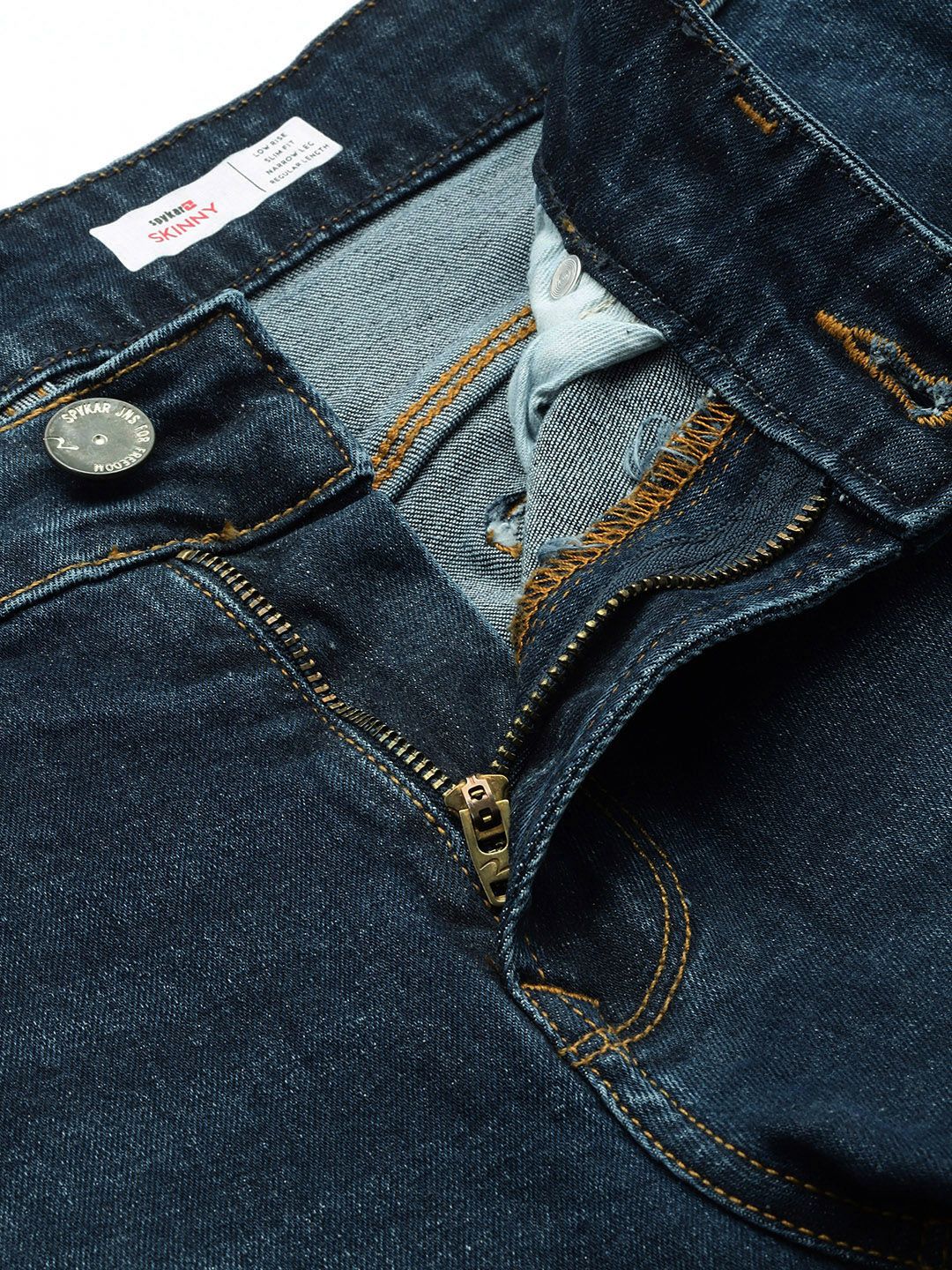 SPYKAR Men Skinny Slim Fit Low-Rise Heavy Fade Stretchable Jeans