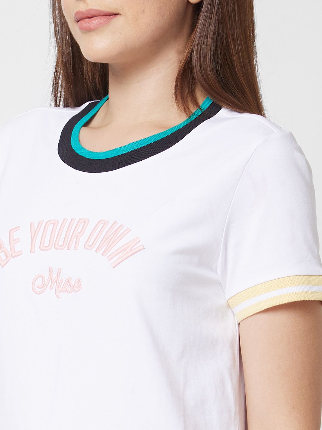 SPYKAR Women White Printed T-shirt