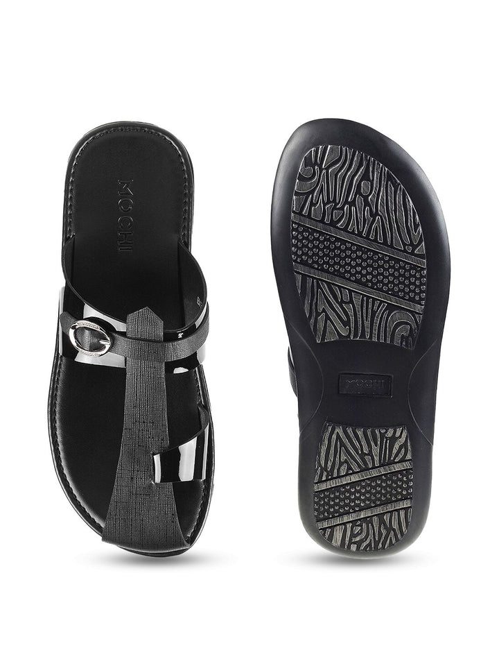 Mochi Men Open One Toe Comfort Sandals With Buckle Detail