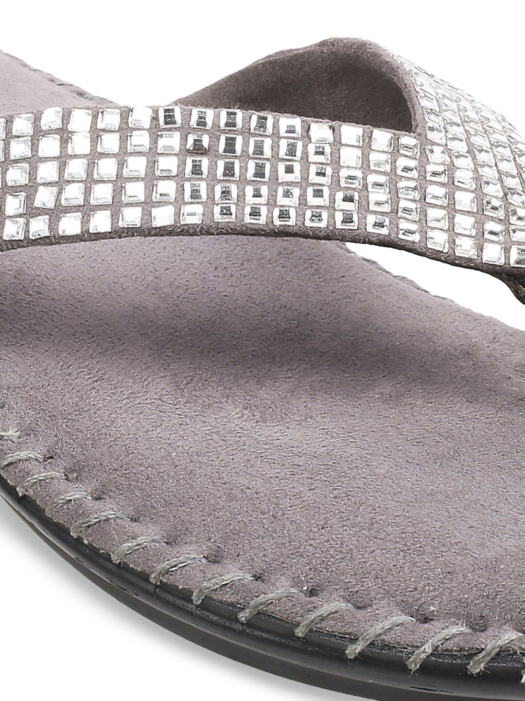 Metro Women Grey Embellished Sandals