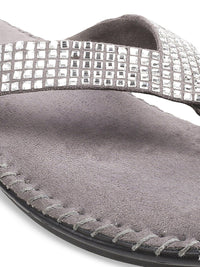Metro Women Grey Embellished Sandals
