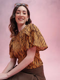 DressBerry Floral Print Tulip-Style Flared Sleeves Top
