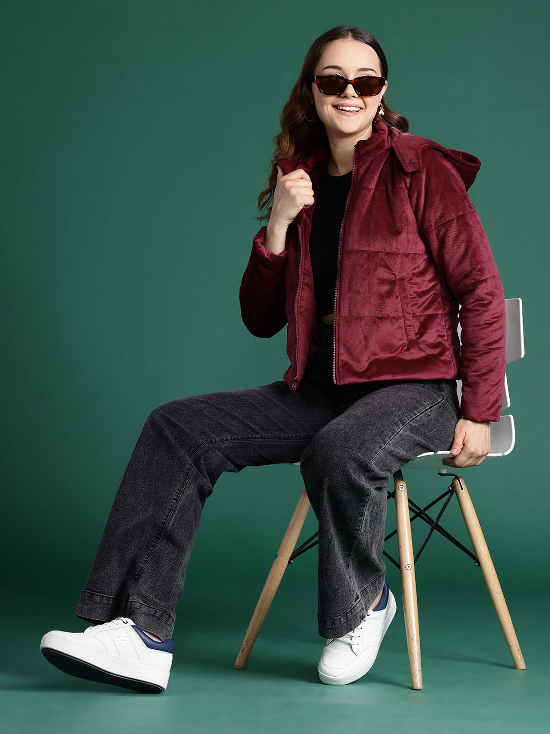 DressBerry Velvet Finish Padded Jacket