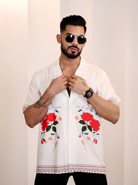 Eszett Men Floral Printed Cuban Collar Casual Shirt
