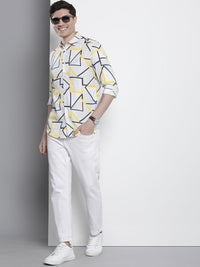 The Indian Garage Co Men Slim Fit Geometric Printed Party Shirt