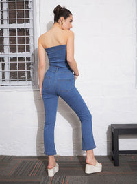 SASSAFRAS Strapless Denim Corset Jumpsuit