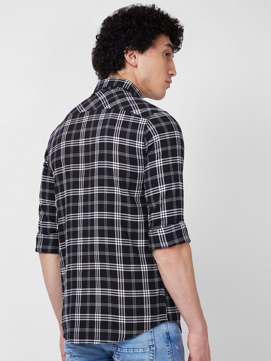 SPYKAR Tartan Checked Cotton Opaque Casual Shirt