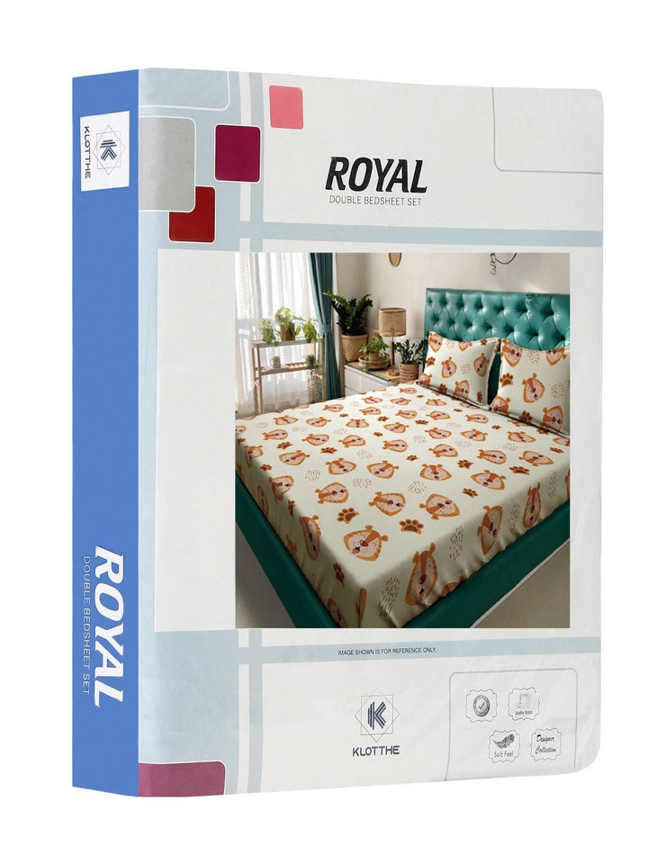 Kapas Grafik KLOTTHE 400 TC Cadar King Superfine dengan 2 Sarung Bantal-98 x 89 inci
