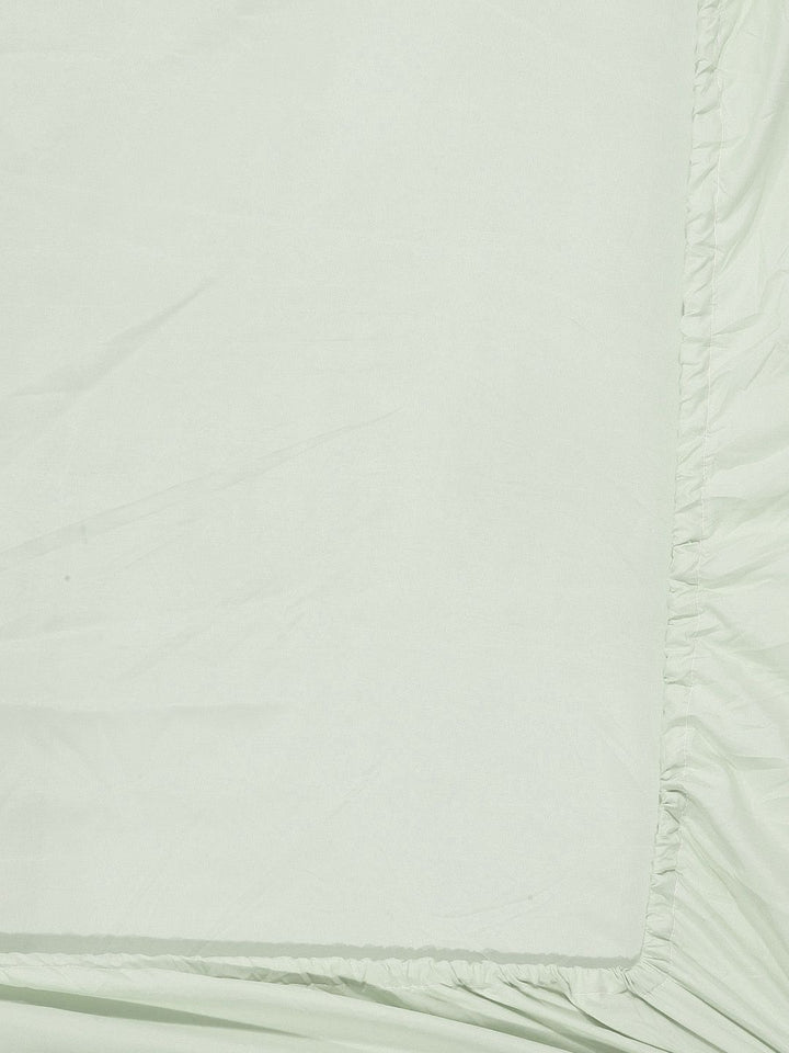 Myntra Elegant Homes Green Solid 300 TC Fitted King Fine Bedsheet dengan 2 Sarung Bantal