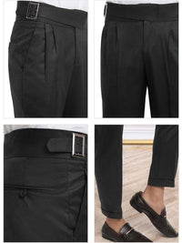 Men's Black Cotton Rich Solid Slim Fit Formal Gurkha Pants
