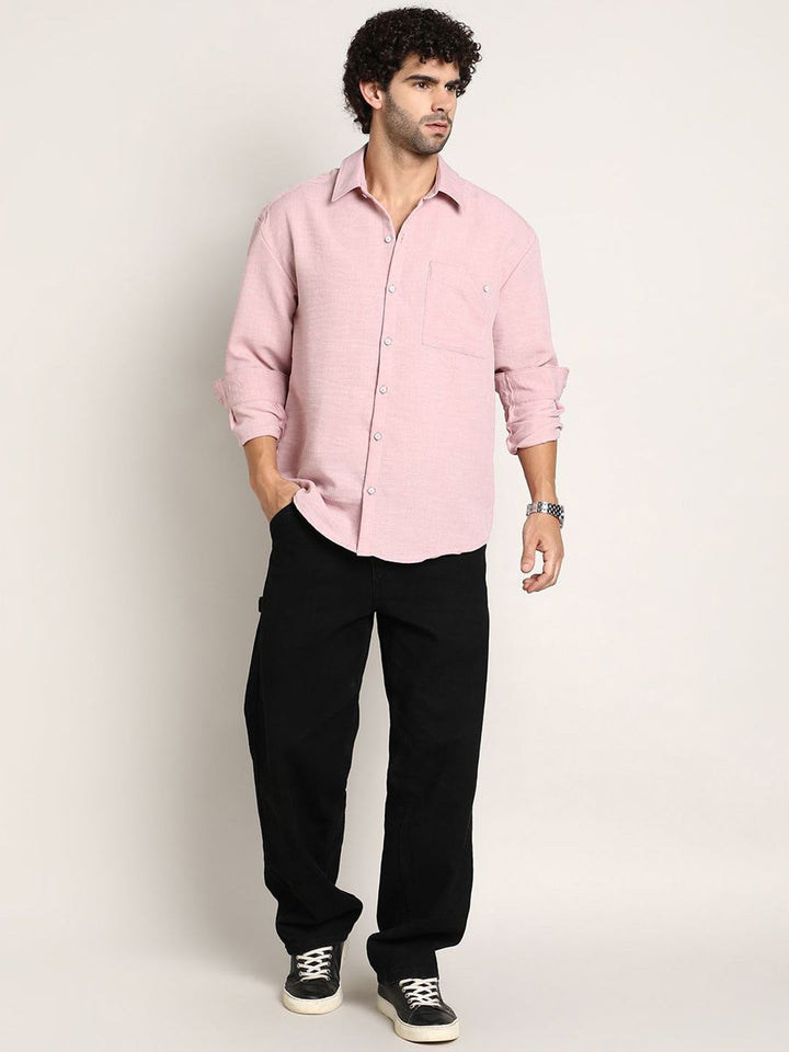 Campus Sutra Men Comfort Relaxed Fit Spread Collar Solid Cotton Casual Shirt