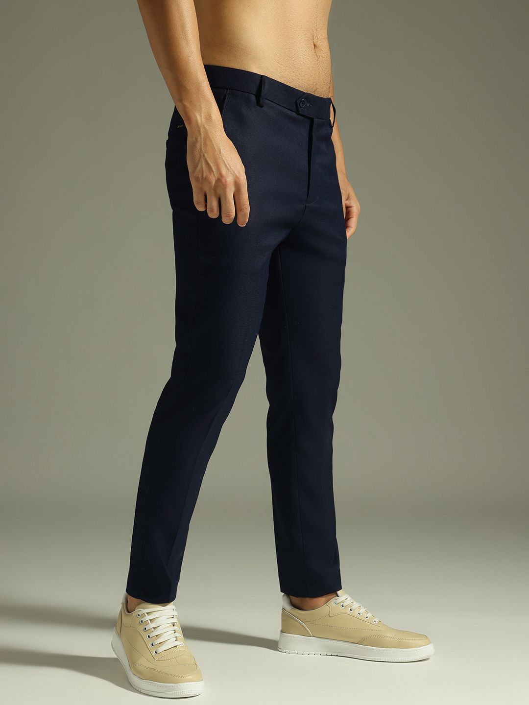 DENNISON Men Textured Smart Tapered Fit Trousers