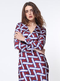 RAREISM Geo Print Overlap Front Maxi Dress