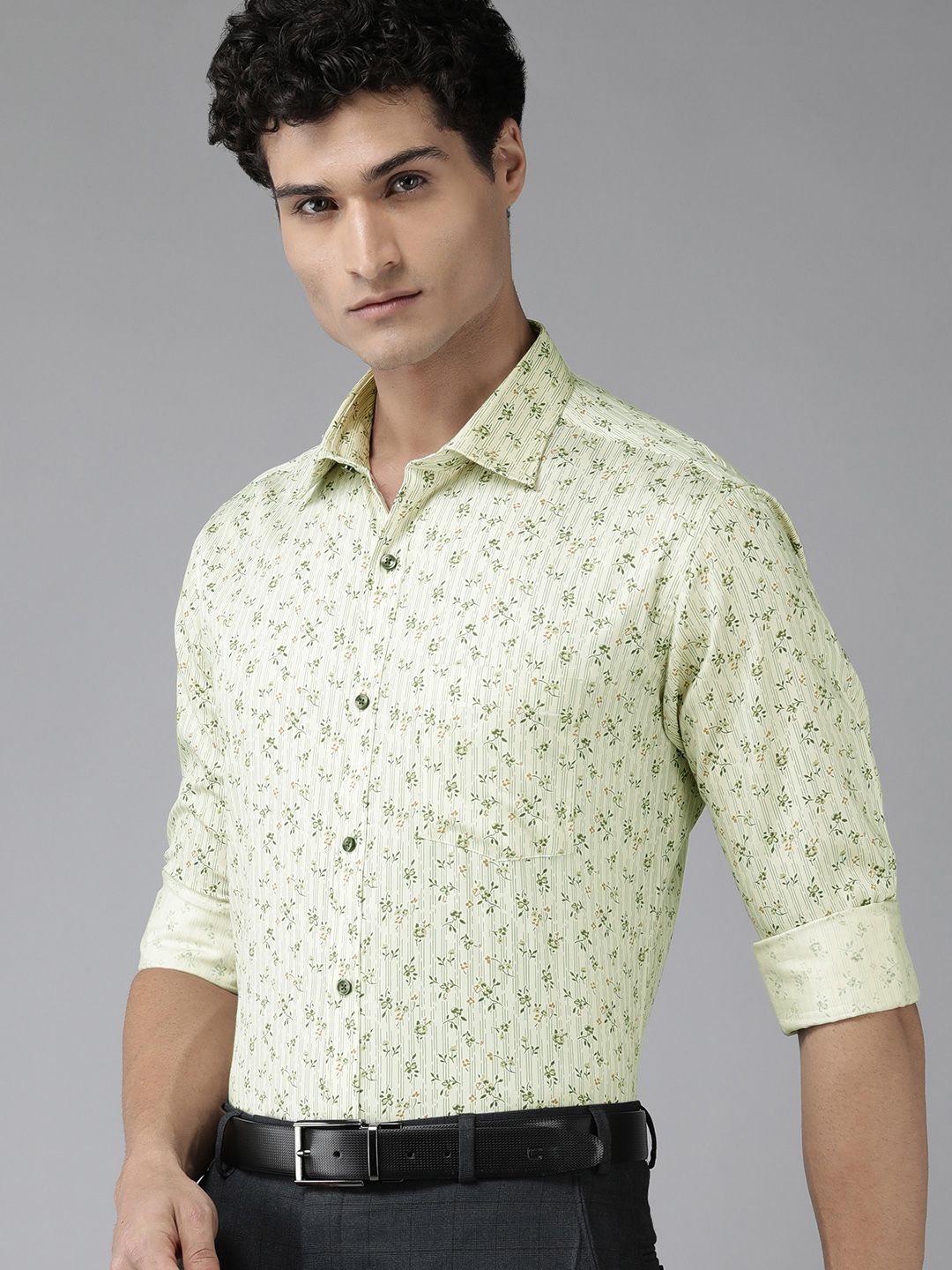 Park Avenue Men Super Slim Fit Floral Opaque Printed Pure Cotton Formal Shirt With Pocket