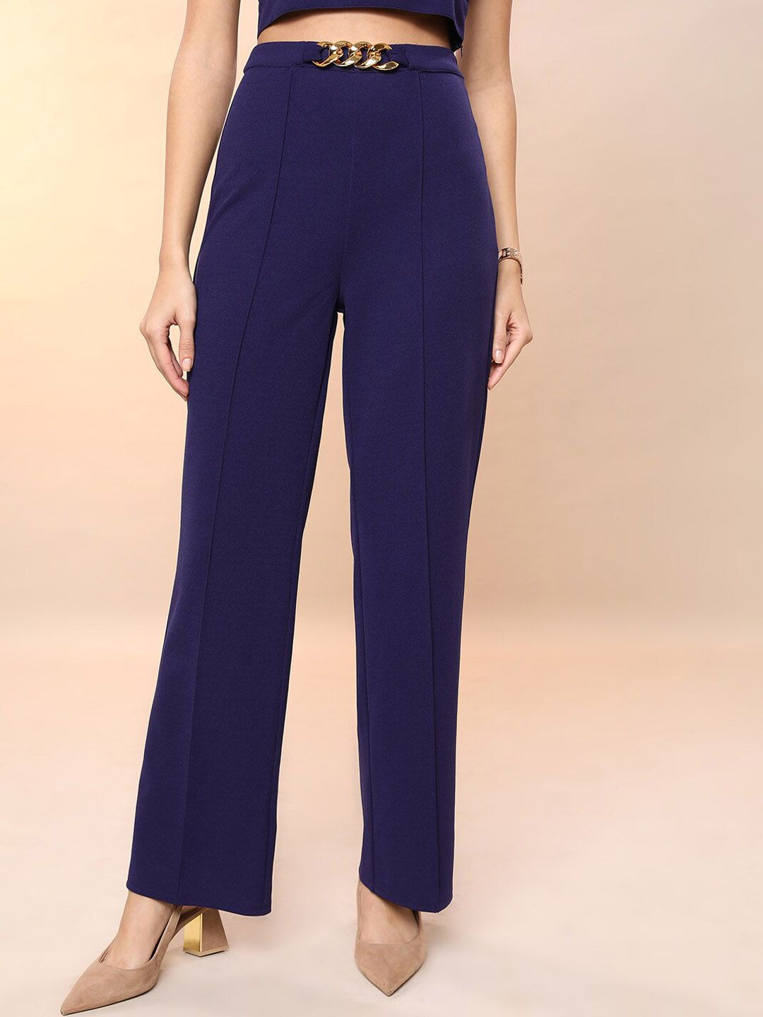 Tokyo Talkies Shoulder Straps Crop Top with Blazer & Trousers