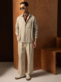 LOCOMOTIVE Oversized Dobby Textured Striped Overshirt