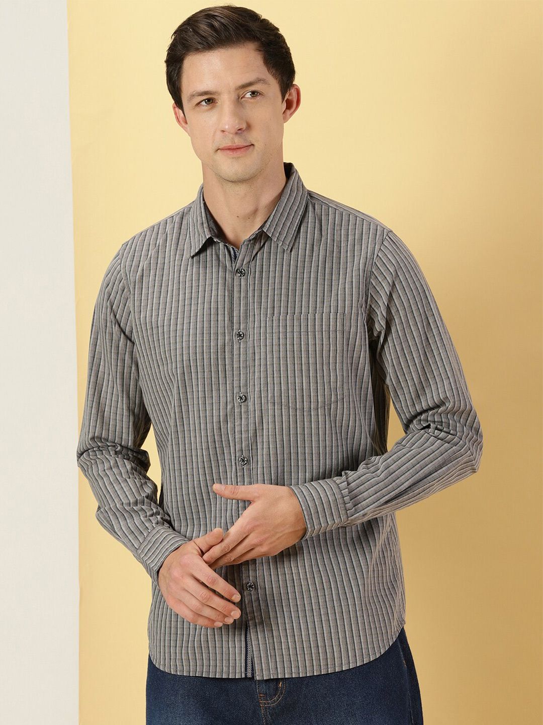 Thomas Scott Classic Slim Fit Vertical Striped Pure Cotton Casual Shirt
