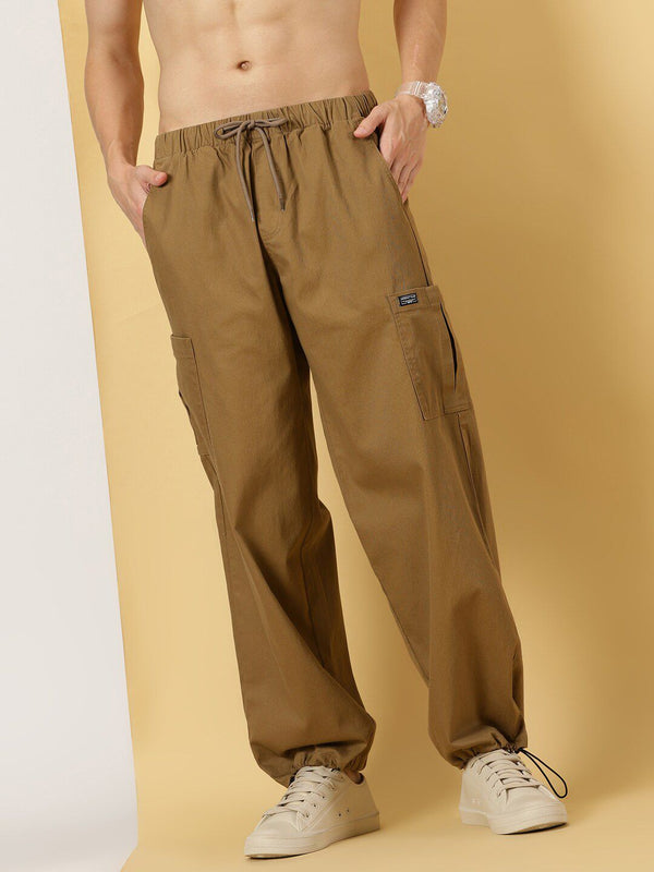 Thomas Scott Men Cricket Club Collection Parachute Loose Fit Mid Rise Pure Cotton Cargo-Style Trousers