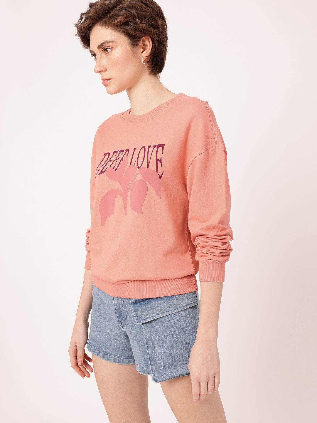 DressBerry Printed Cotton Terry Relaxed Fit Sweatshirt