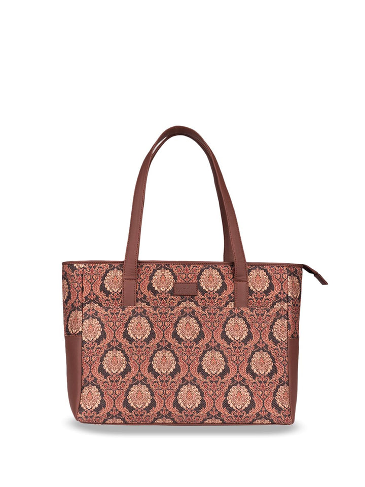 ZOUK Jodhpur Damask Printed Vegan Leather Shoulder Diaper Bag