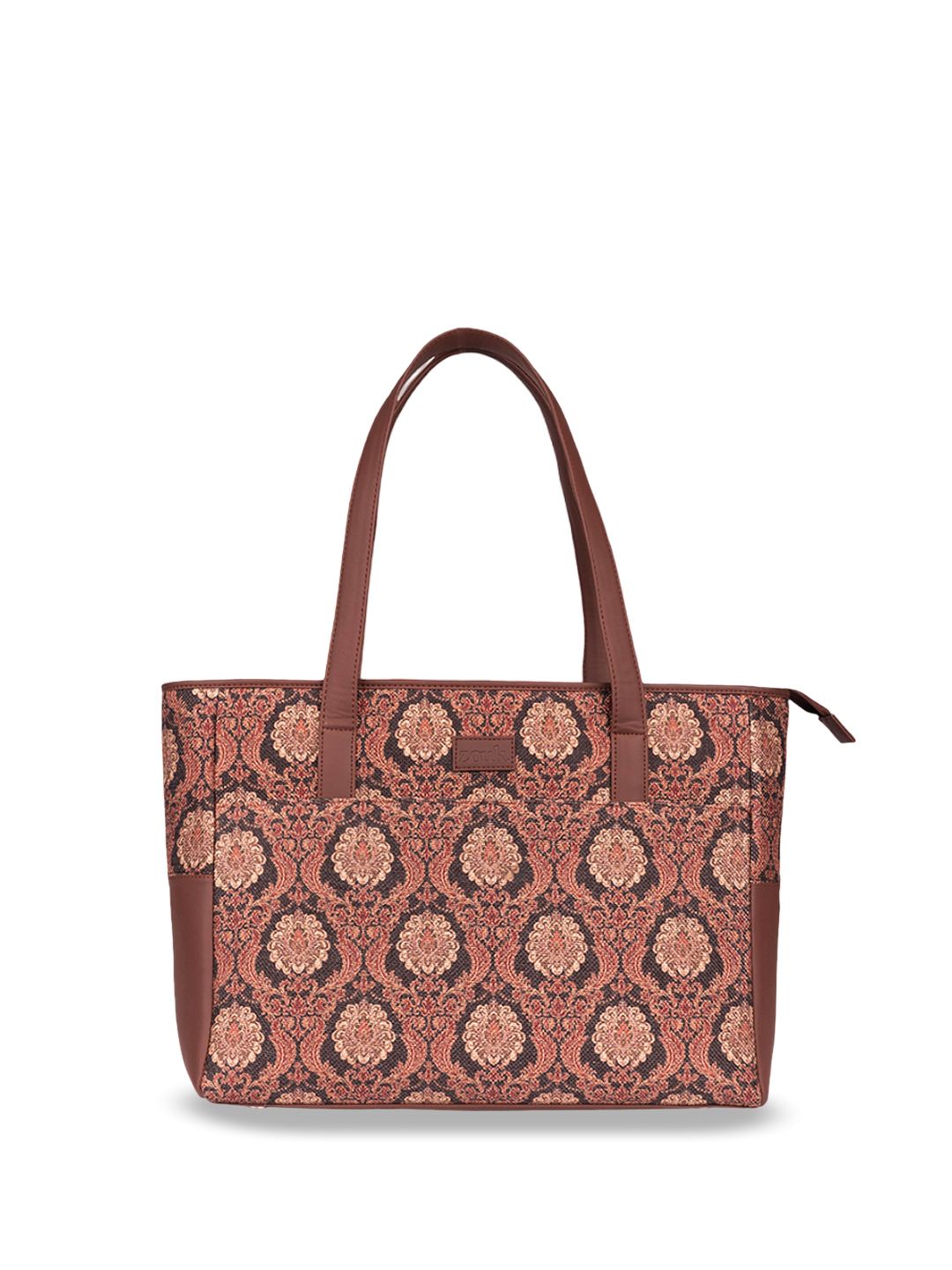 ZOUK Jodhpur Damask Printed Vegan Leather Shoulder Diaper Bag