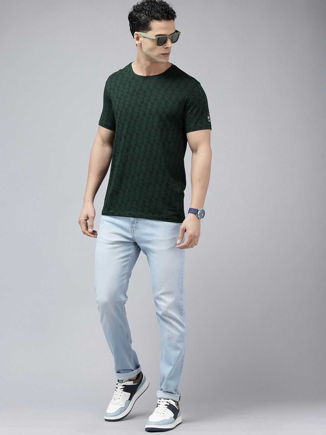 SPYKAR Geometric Printed Slim Fit T-shirt