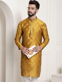 SOJANYA Ethnic Motifs Embroidered Mandarin Collar Thread Work Cotton Silk Kurta