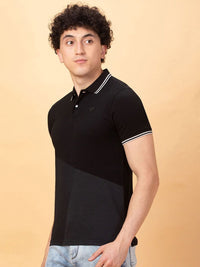 Being Human Men Colourblocked Polo Collar Applique Pure Cotton T-shirt