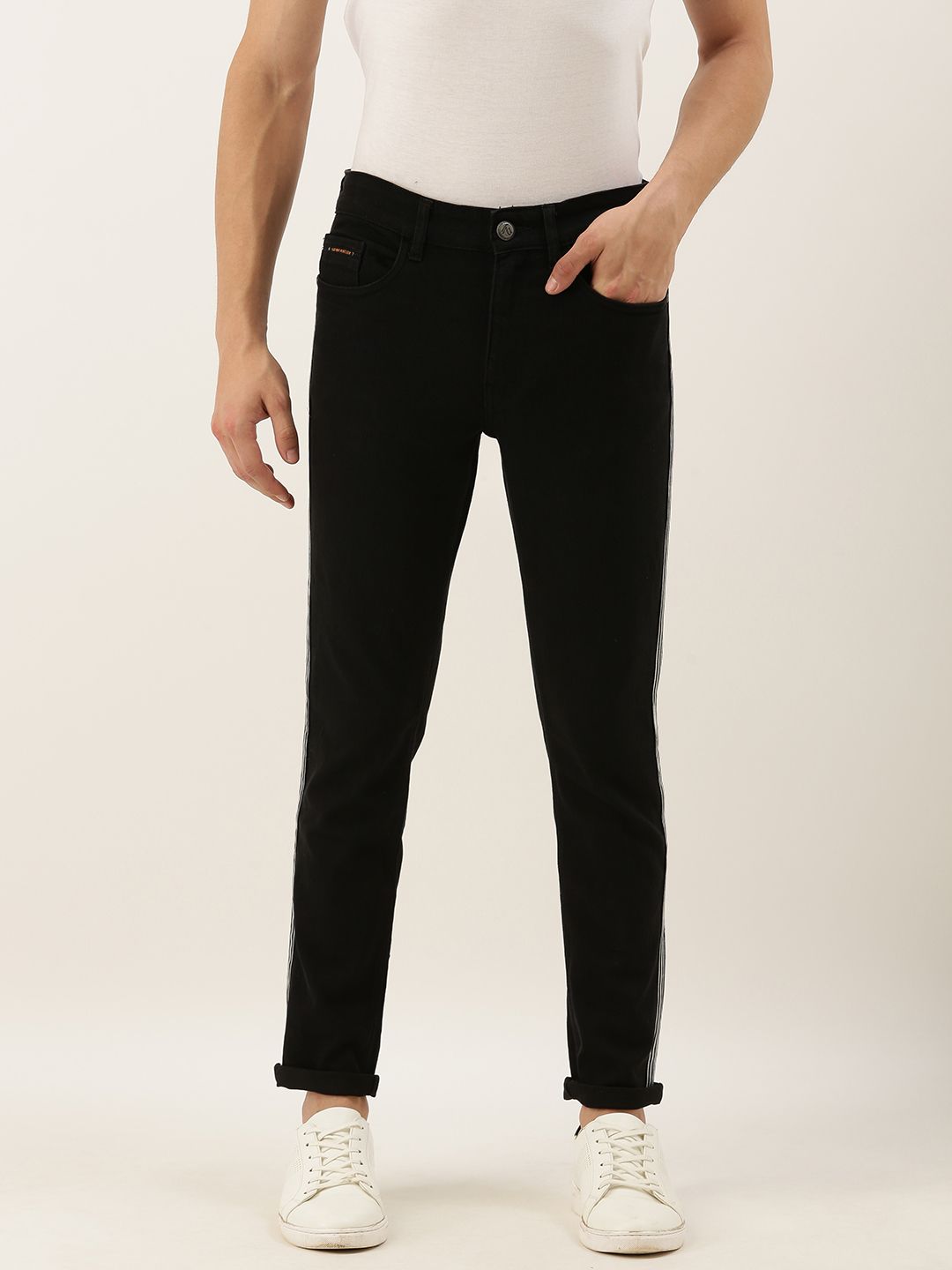 The Indian Garage Co Men Black Slim Fit Mid-Rise Clean Look Jeans