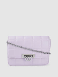 Lino Perros Women Lavender Solid Quilted Structured Sling Bag