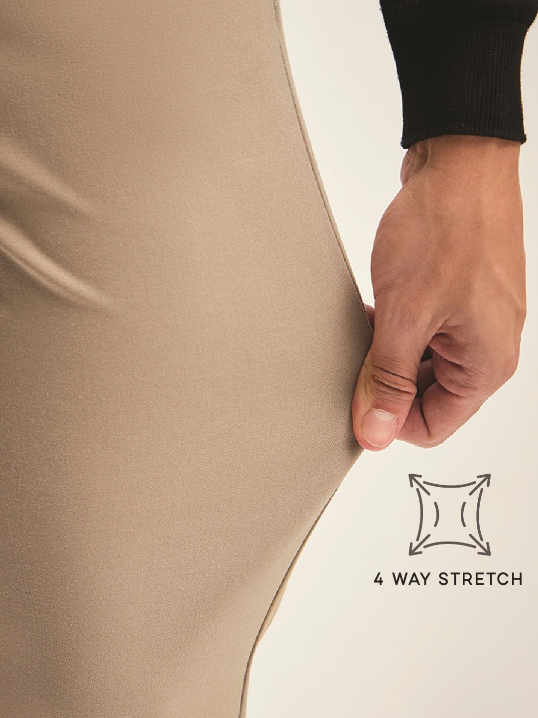 THE BEAR HOUSE Men Solid 4 Way Stretch Slim Fit Formal Trouser