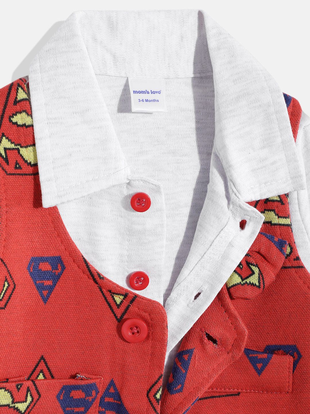 Moms Love Infant Boys Pure Cotton Superman Printed Clothing Set