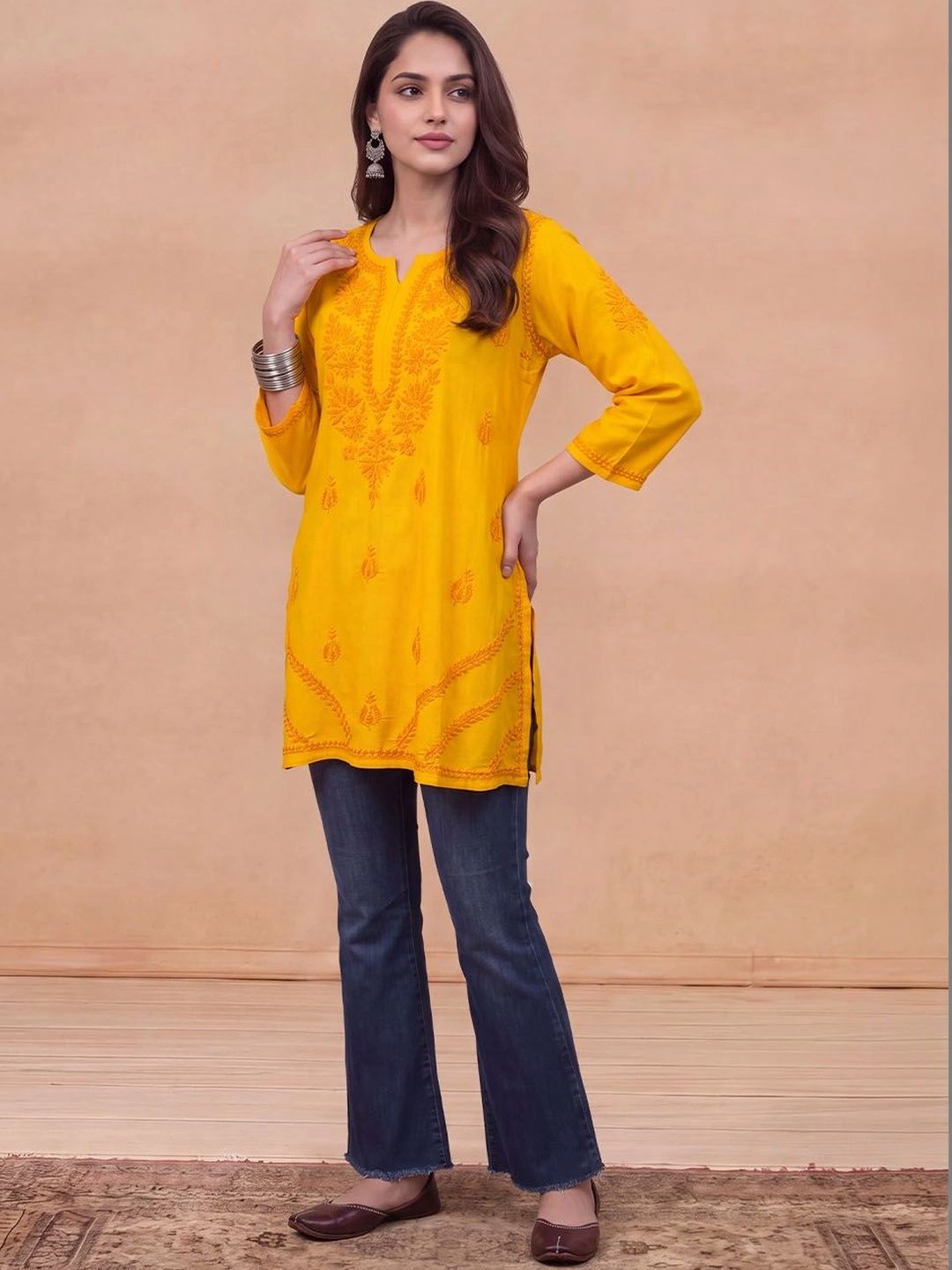 Rumah Wanita Chikankari Sulam Kurta Chikankari