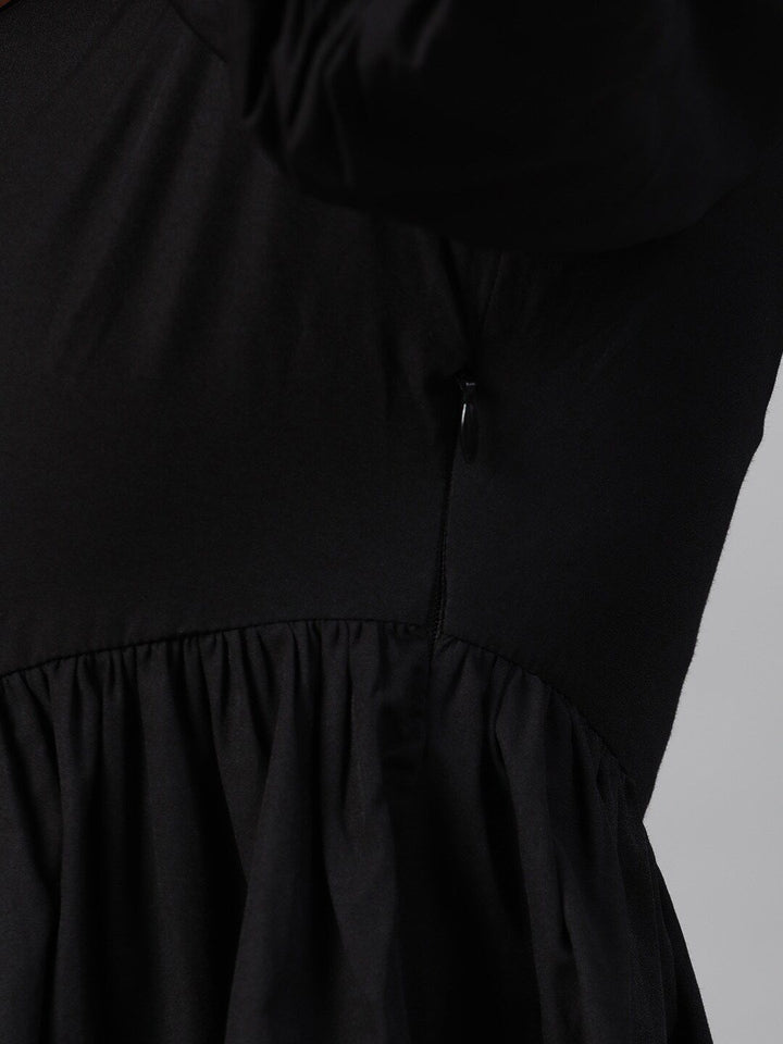 STREET 9 Women Black A-Line Pure Cotton Dress
