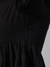 STREET 9 Women Black A-Line Pure Cotton Dress