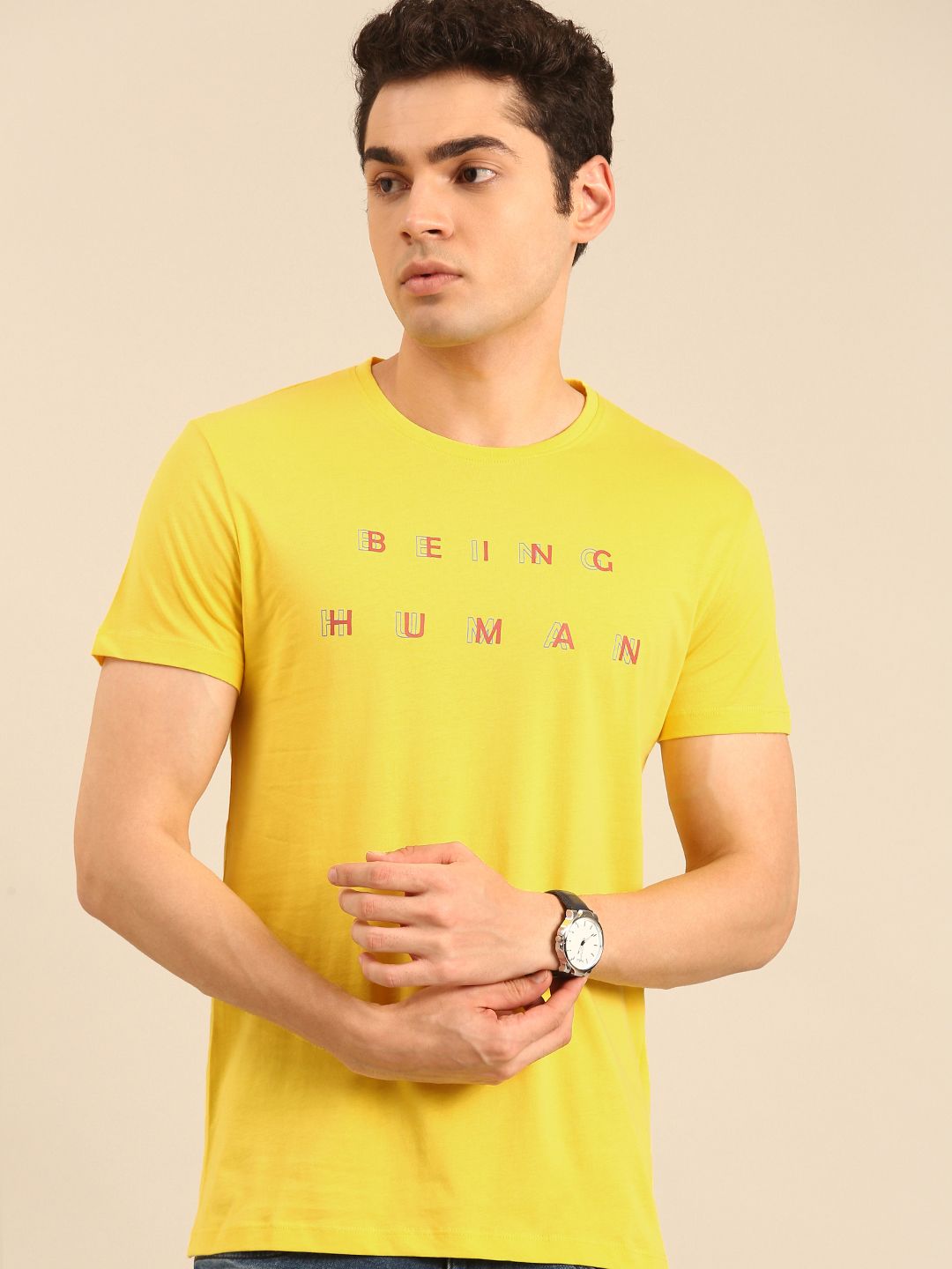 Being Human Typography Printed Pure Cotton T-shirt