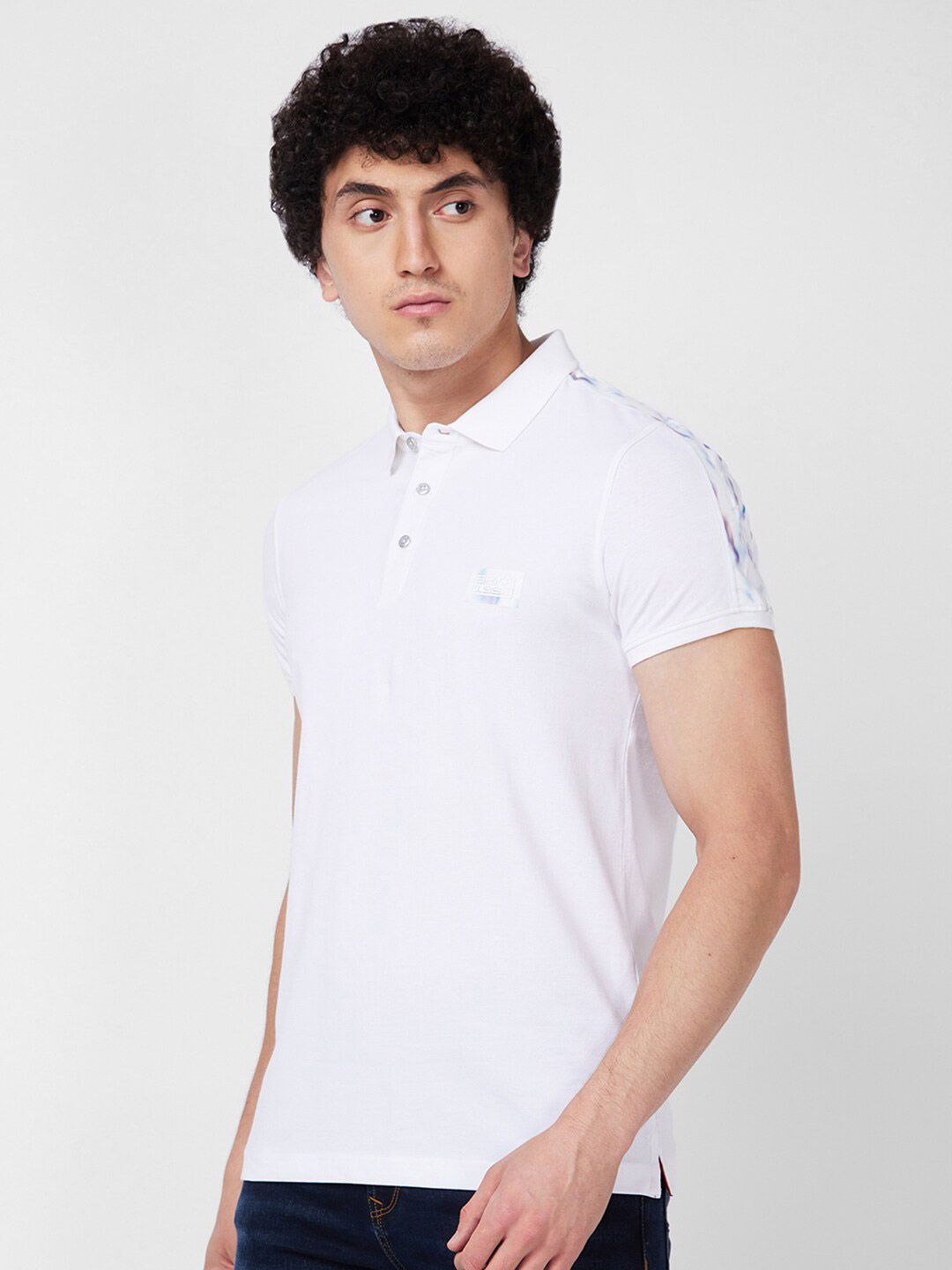 SPYKAR Polo Collar Short Sleeves Slim Fit Cotton T-shirt