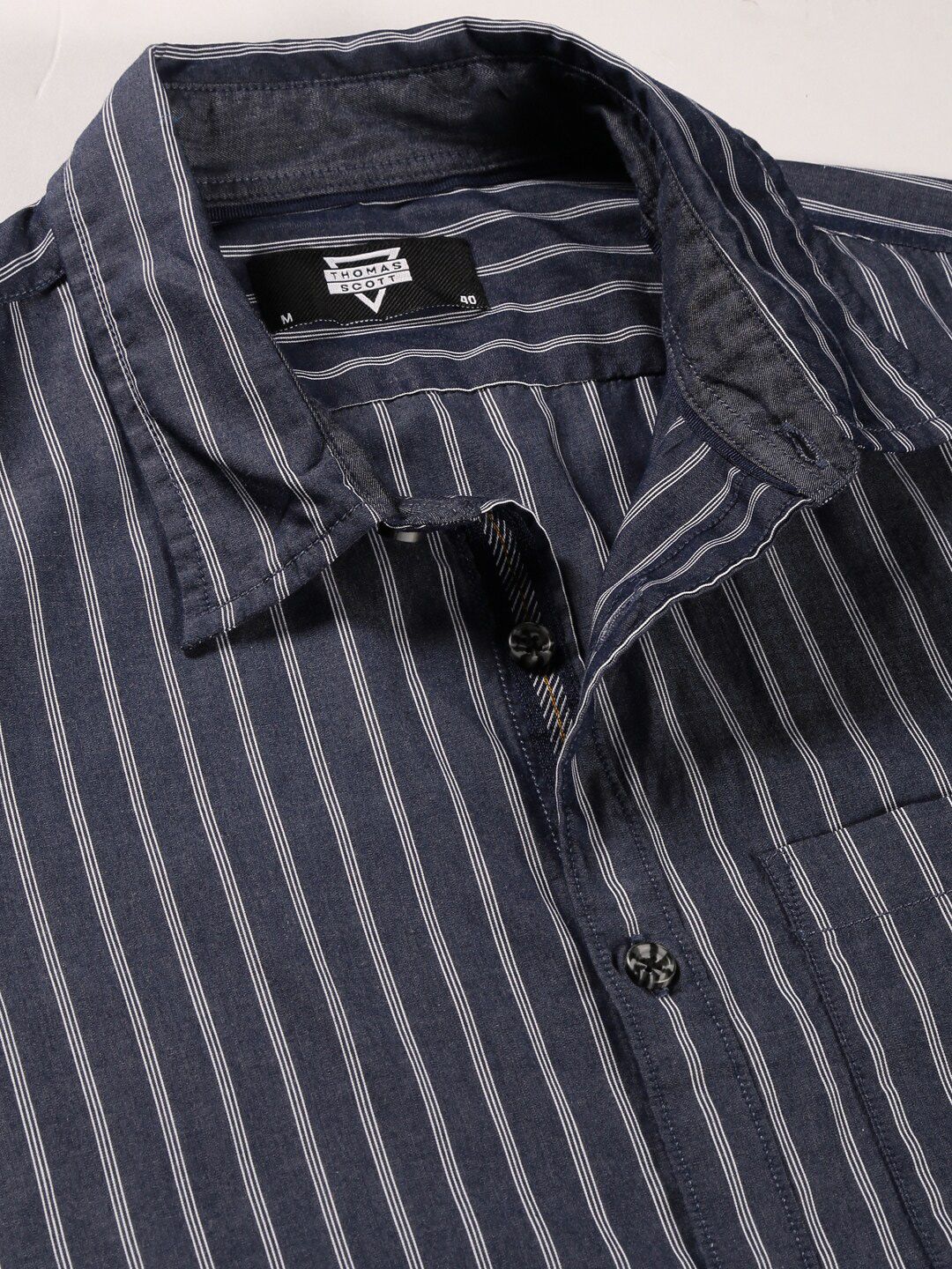 Thomas Scott Standard Slim Fit Vertical Striped Cotton Casual Shirt