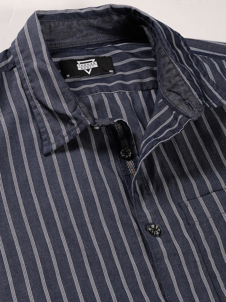 Thomas Scott Standard Slim Fit Vertical Striped Cotton Casual Shirt