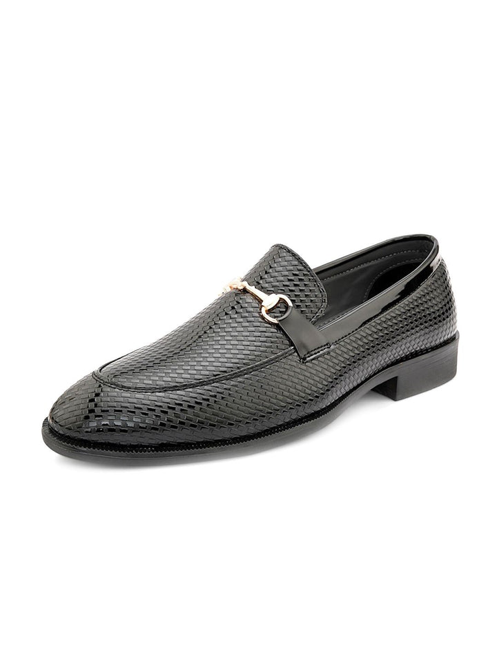 House of Pataudi Men Textured Formal Horsebit Loafers