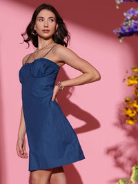 STREET 9 Shoulder Straps Cotton Sheath Midi Dress